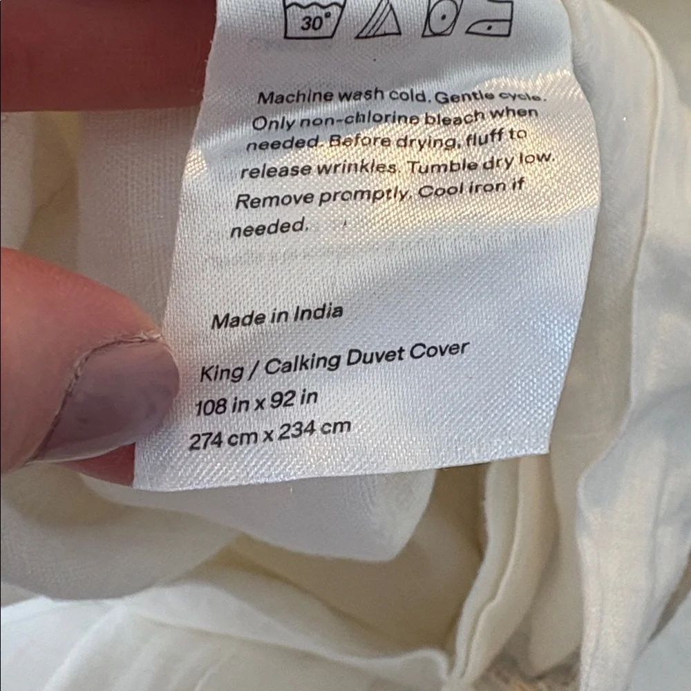 Quince European Linen Piped Duvet Cover White and Toffee King Cal King